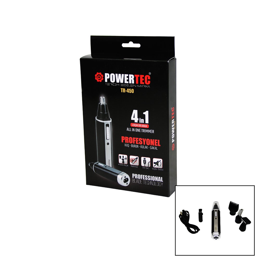 Powertec Tr-450 ( 4in1 ) Kaş & Burun & Kulak & Sakal Şarjlı Traş Makinesi*40