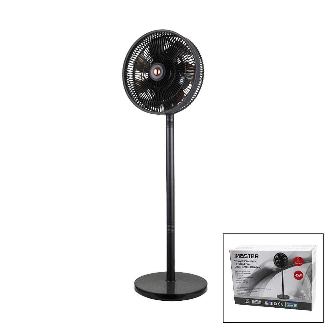 Master Mtr-F600 (12" Inç) ( Ayaklı & Stand Fan ) Vantilatör ( 4 Kademe Hız ) ( 7 Plastik Kanat) ( 45w )*5