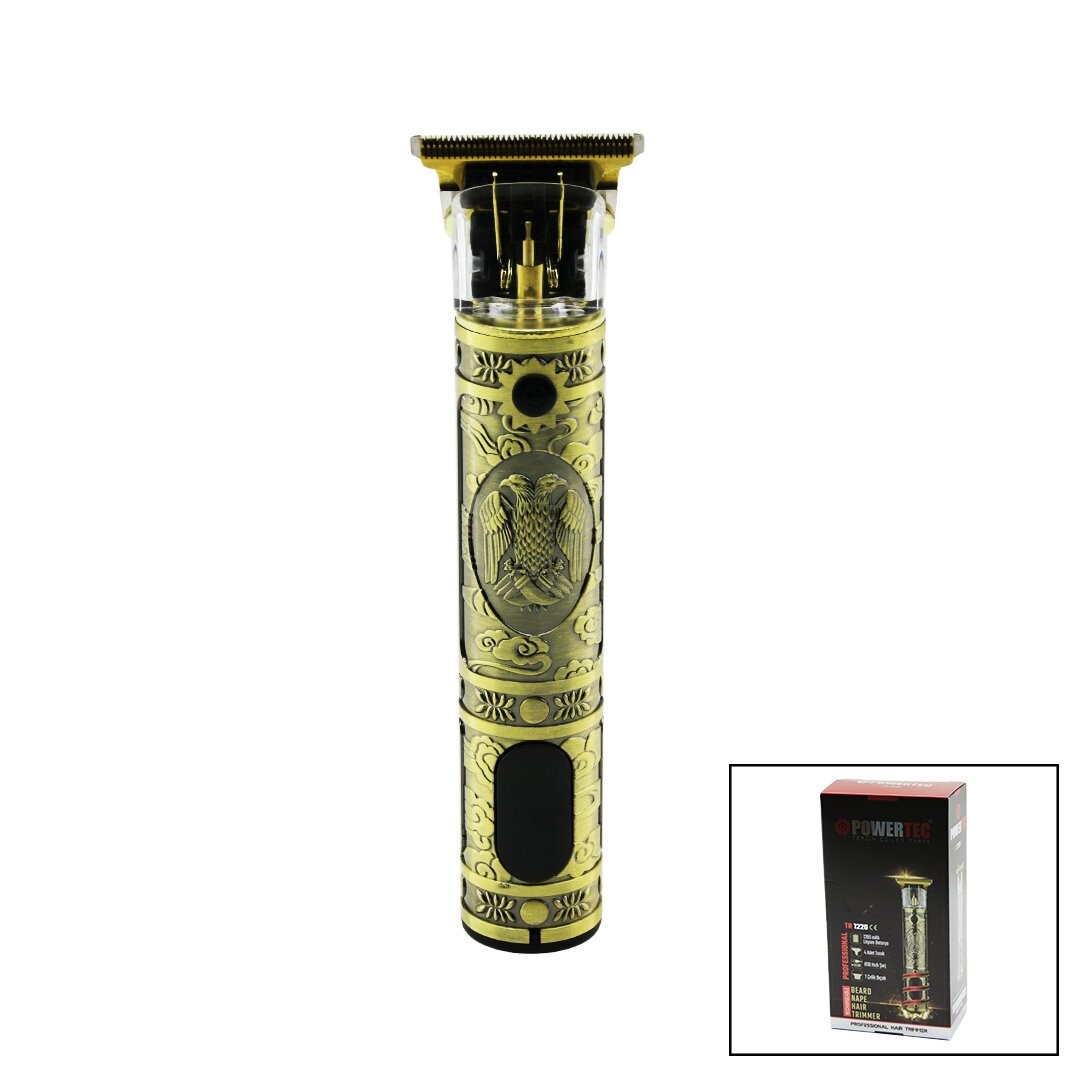 Powertec Tr-1220 ( Komple Metal ) Ense Çizim & Saç Sakal Traş Makine (Hızlı Usb Şarj & Ş.Gösterge & 1200mah ) ( T Bıçak)*60