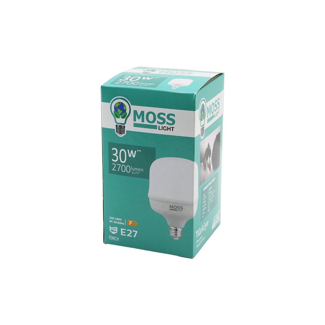 Moss Lıght Ms-3097 ( 30w ) ( Torch ) Led Ampul Plastik (E27) (2700lumen L175°) (5000 Saat Ömür) (Ip20) (185-265v (Ac) )*45