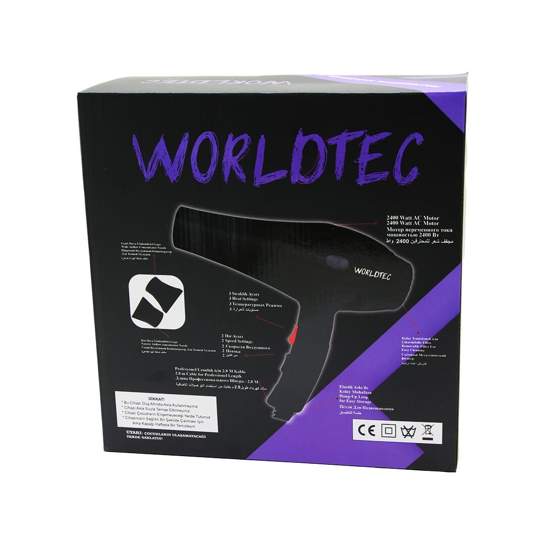 worldtec wt-5500 Pro Professıonal Saç Kurutma & Fön Makinesi 2500w Turbo*16