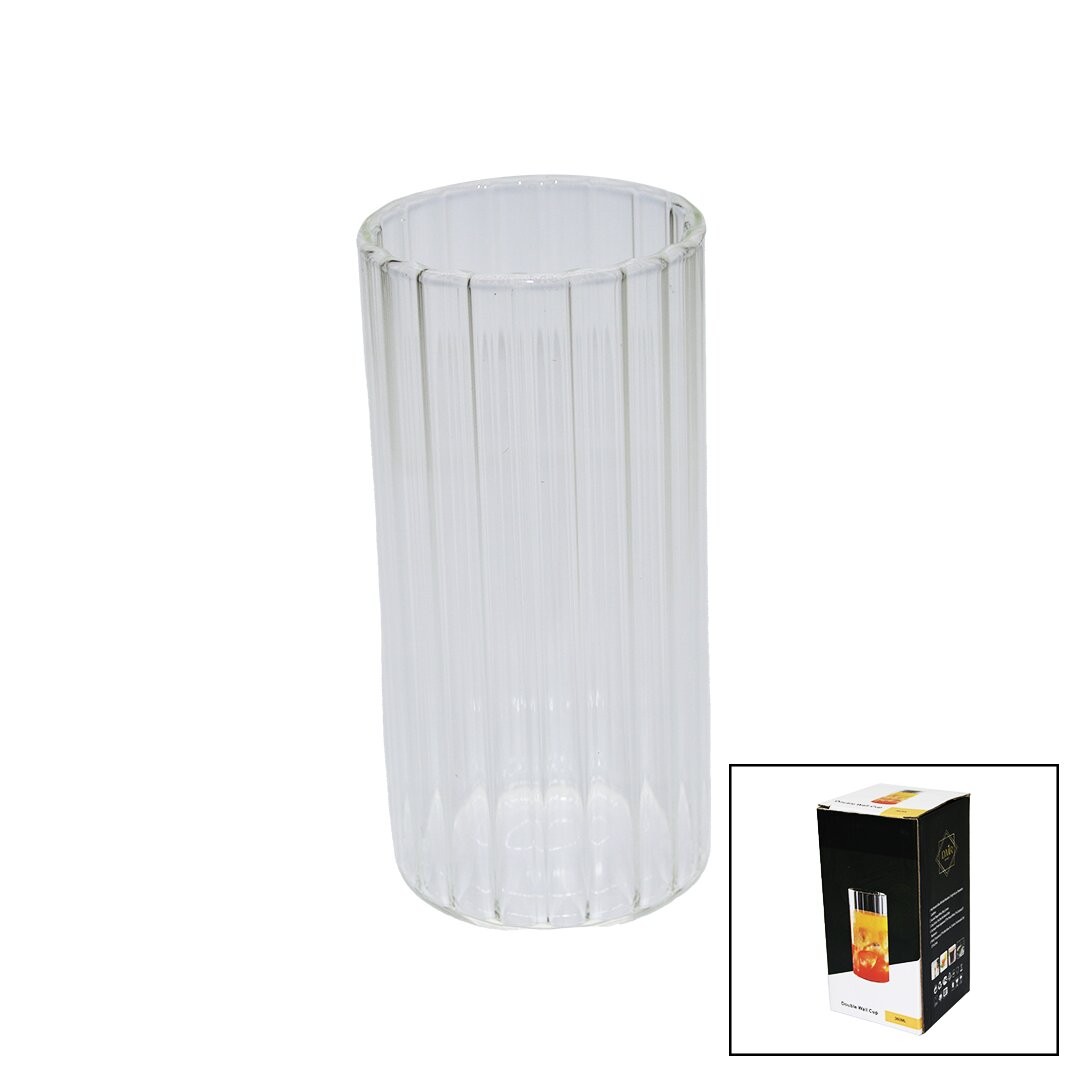 Dmr-2428 ( Çizgili & Uzun Cam Bardak 360ml ) ( Kahve & Sunum & Meşrubat )*100