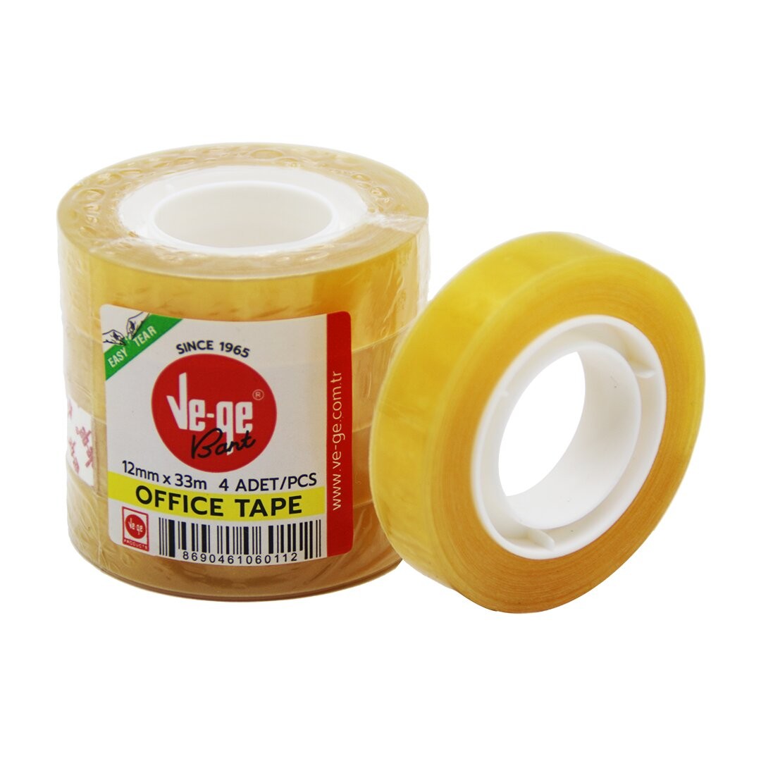 Vege-1233 So-1030 ( 12mmx33mt ) Para Bantı ( Okul & Ofis & Kırtasiye ) (Kalınlık : 36 Micron) (Su Bazlı Akrilik Tutkal)*4x72