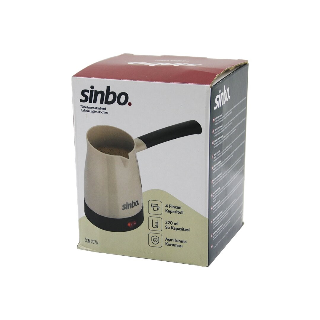 Sinbo Scm-2975 (Elektrikli Cezve Pls.) Türk Kahve Makine (Çelik Gizli Rezistans) 700w (4 Fincan & 320ml) (Tak-Çıkar Kulp)*12