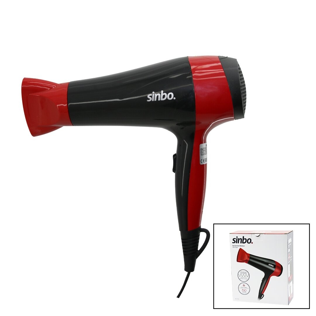 Sinbo Shd-7093 Saç Kurutma Makinesi (2 Kademe Hız & Sıcaklık) (Fön Başlık) (Zikzak Rezistans Sarım) (Homojen Isı Dağılım)*10