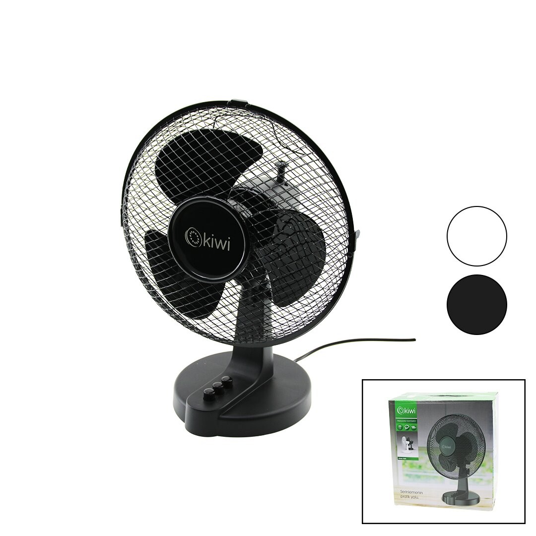 Kiwi Kfan-7609 ( 23cm ) ( Masa Üstü ) Vantilatör ( Metal Kafes ) ( 2 Kademe Hız ) ( 3 Plastik Kanat ) ( 18w )*8