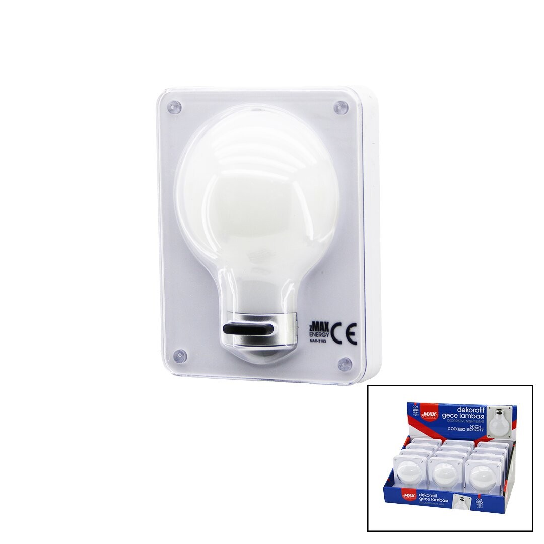 Zmax-3183 (Ampul Model) (Pilli) Dekoratif Gece Lamba (3 Mode Işık) (7.9x10.3x1.7cm)(3in1 Montaj=Mıknatıs-Vida-Cırt Ypş.)*12x10