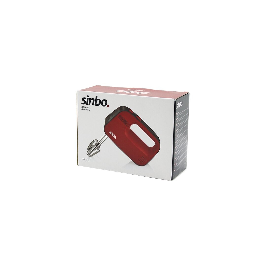 Sinbo Smx-2747 (Bordo) El Mikseri (Çelik (Çift) Çırpma Aparatı ) (3 Kademe Hız) (Çırpıcı Çıkartma Düğmeli & Saklama Bölmeli)*12