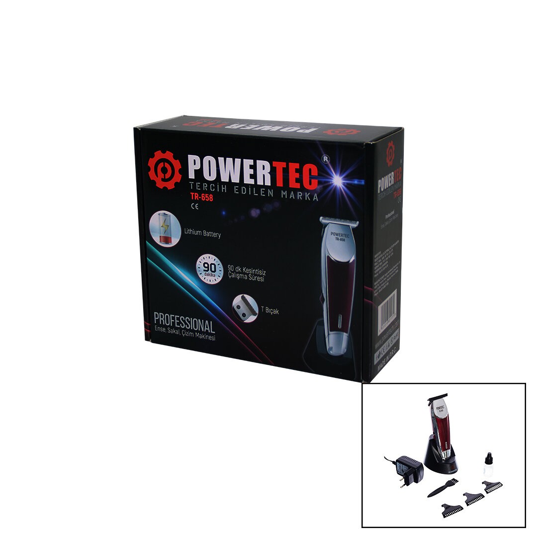 Powertec Tr-658 Saç Sakal Ense Çizim Traş Makinesi ( T Bıçak )*20