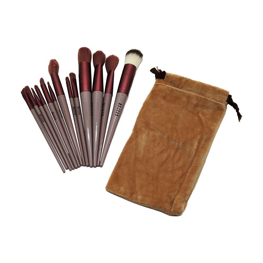 Mujgan Mjgn-112 ( 13pcs ) ( Eflatun ) Kadife Torbalı Makyaj Fırça Set*10x25