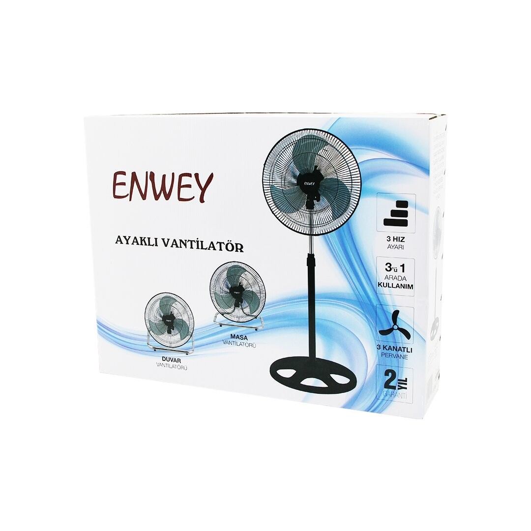Enwey Vg-301 ( 18" Inç ) ( Sanayi ) Vantilatör ( 3in1: Ayaklı & M.Üstü & Duvar ) ( Metal Kafes & Kanat 3 ) (80w )*1