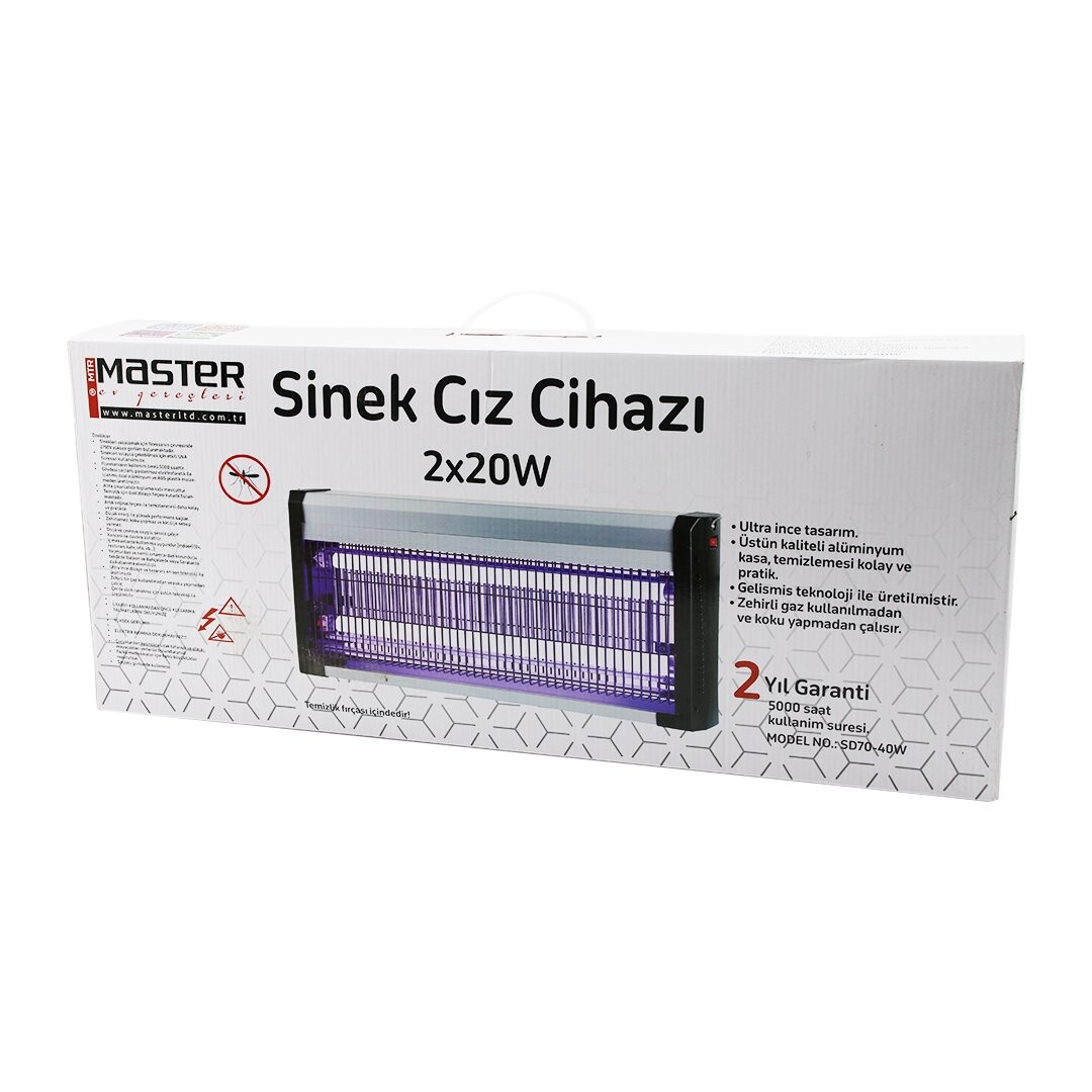 Master Sd70-40w ( Lüx Kasa ) ( Beyaz Kutu ) ( 2x20w ) Sinek Öldürücü Cız Makine*6