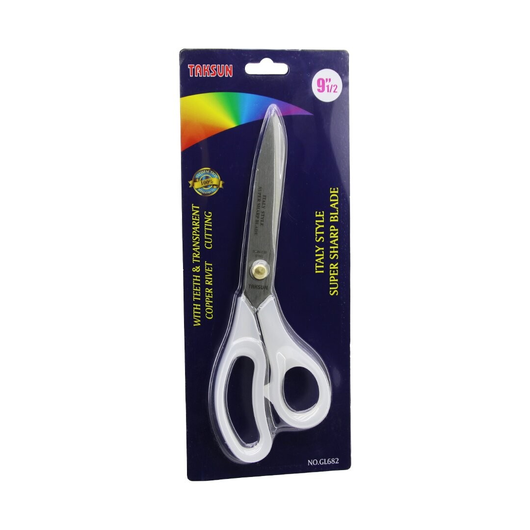 Taksun Gl-682 ( 9½" ) ( Italyan Stili ) Terzi Makas (Şeffaf Buzlu Plastik Sap) (Süper Keskin Bıçaklar) (Bakır Perçin)*12x10