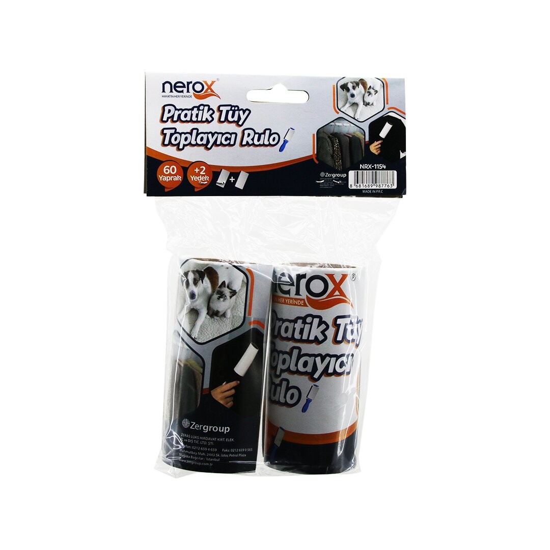 Nerox Nrx-1154 ( Yedek Rulo & 2pcs ) ( 60 Yaprak ) Yapışkanlı Pratik Tüy Toplayıcı Rulo*96