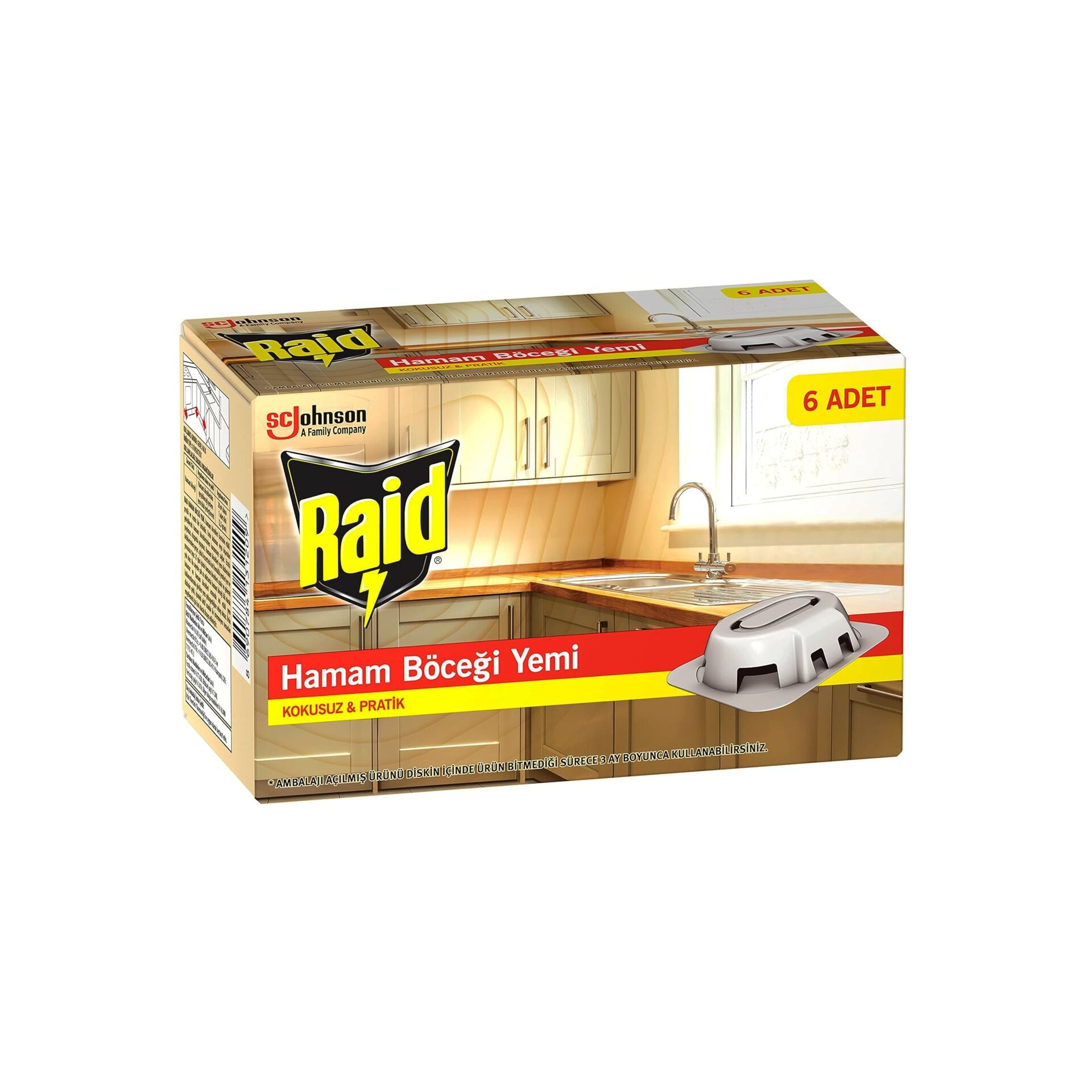 Raid ( 6pcs ) Hamam Böcek Yemi ( Kokusuz & Pratik )*6x1