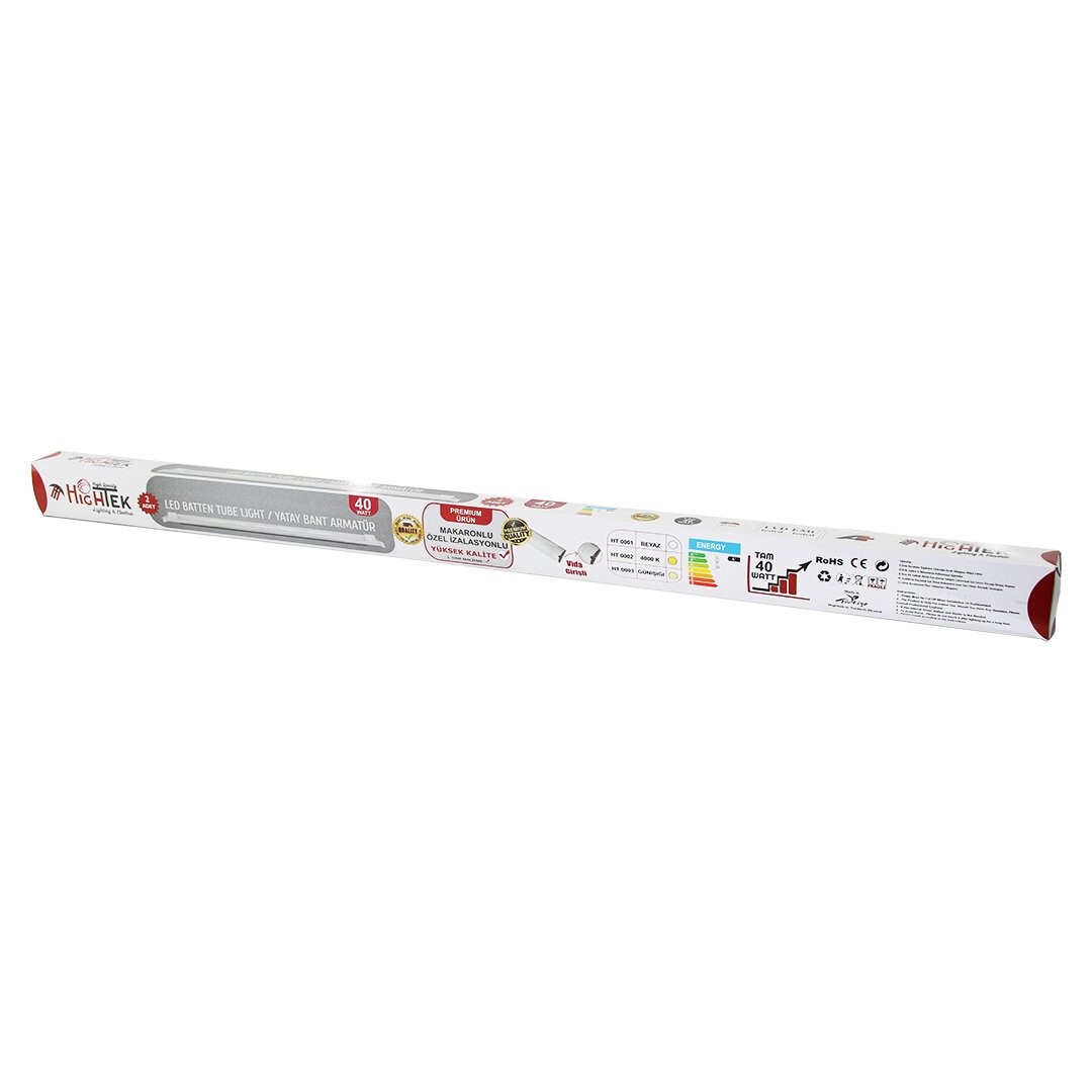 Hıghtek Ht-0001 ( 2pcs ) (120cm) (40w) Yatay Bant Armatür (Beyaz) Led Lamba Ampul (Alüminyum Kasa & Pvc Bombeli Kapak)*20=K