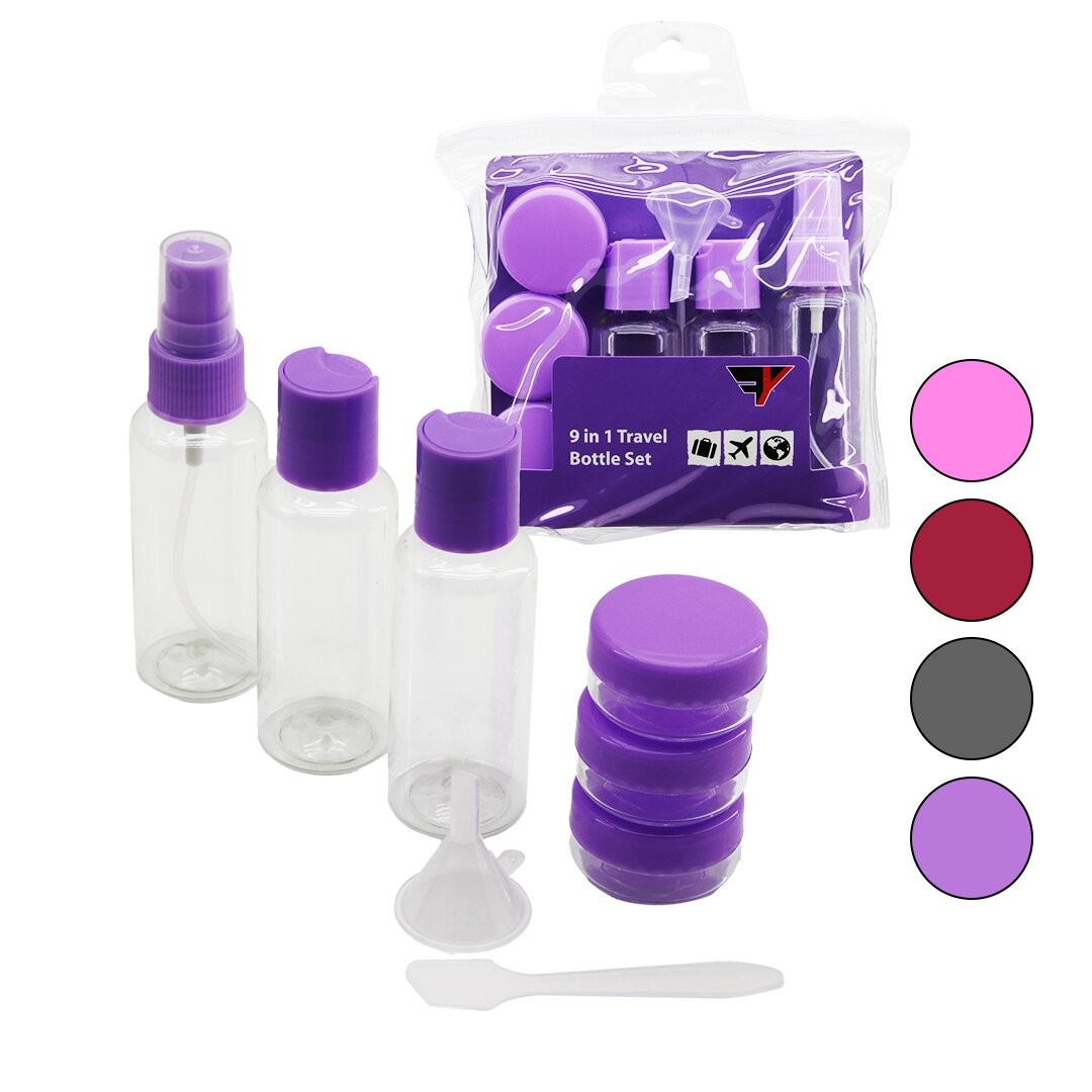 Yakut-9784 Seyahat Kozmetik Seti ( 9pcs ) (3-Pls.Şişe & 3-Krem Kutu & 1-Huni & 1-Spatula & 1-Çanta)*12x20