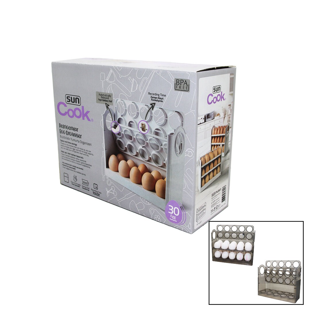 Suncook Sc-4301 ( 30 Hazneli ) Buzdolabı Yumurta Organizeri Yaylı Katlanır Raf & Zaman Kayıt Fonksiyonu*12