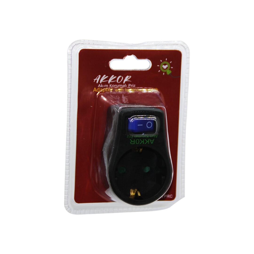 Akkor Gbk01/01a ( Tekli ) Akım Korumalı Anahtarlı Golyat Priz ( 16a / 250v / 3680w )*10x10