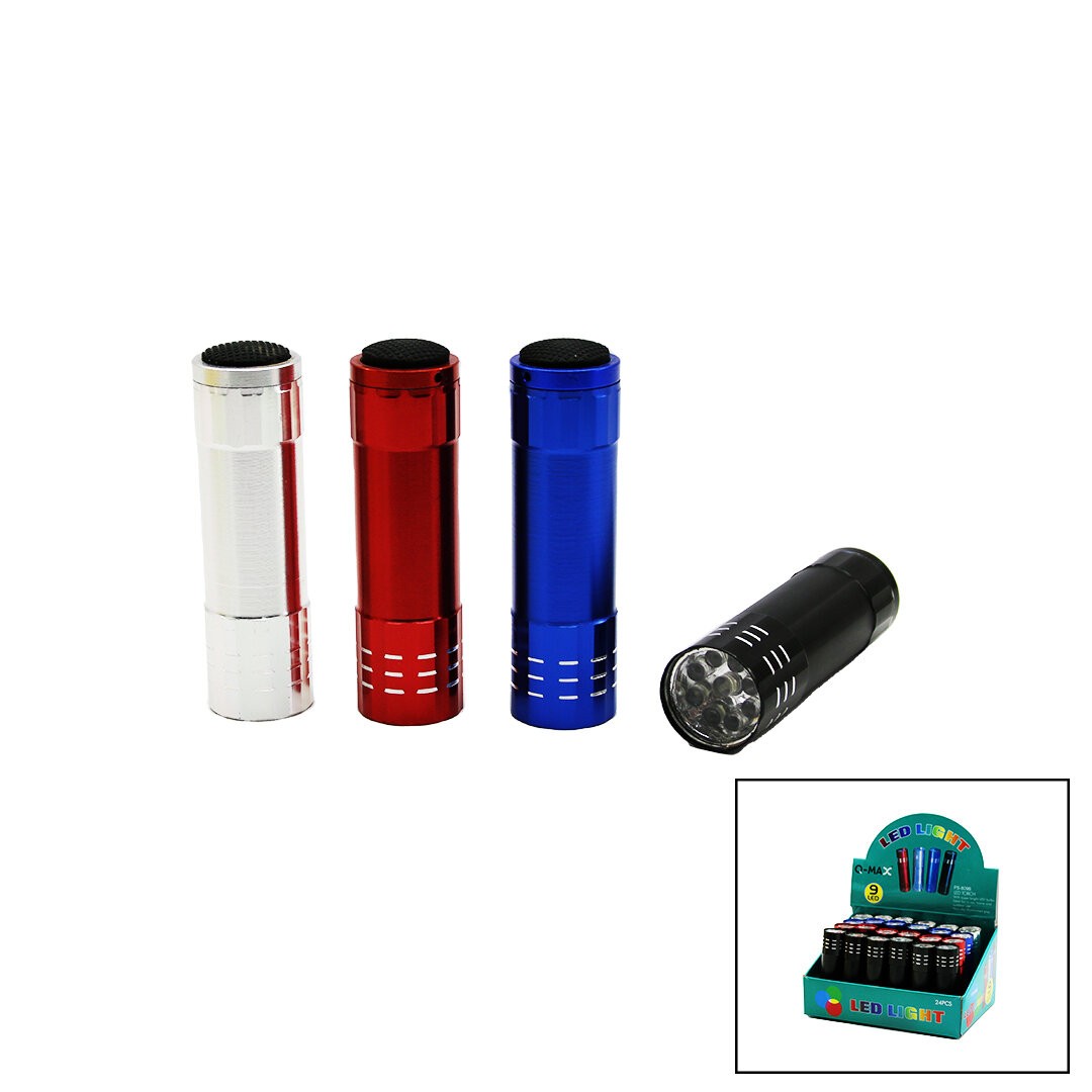 Led Lıght-009 Rt-907 ( 9led ) ( Metal Kasa ) ( Pilli ) El Feneri*24x20                                     Q9