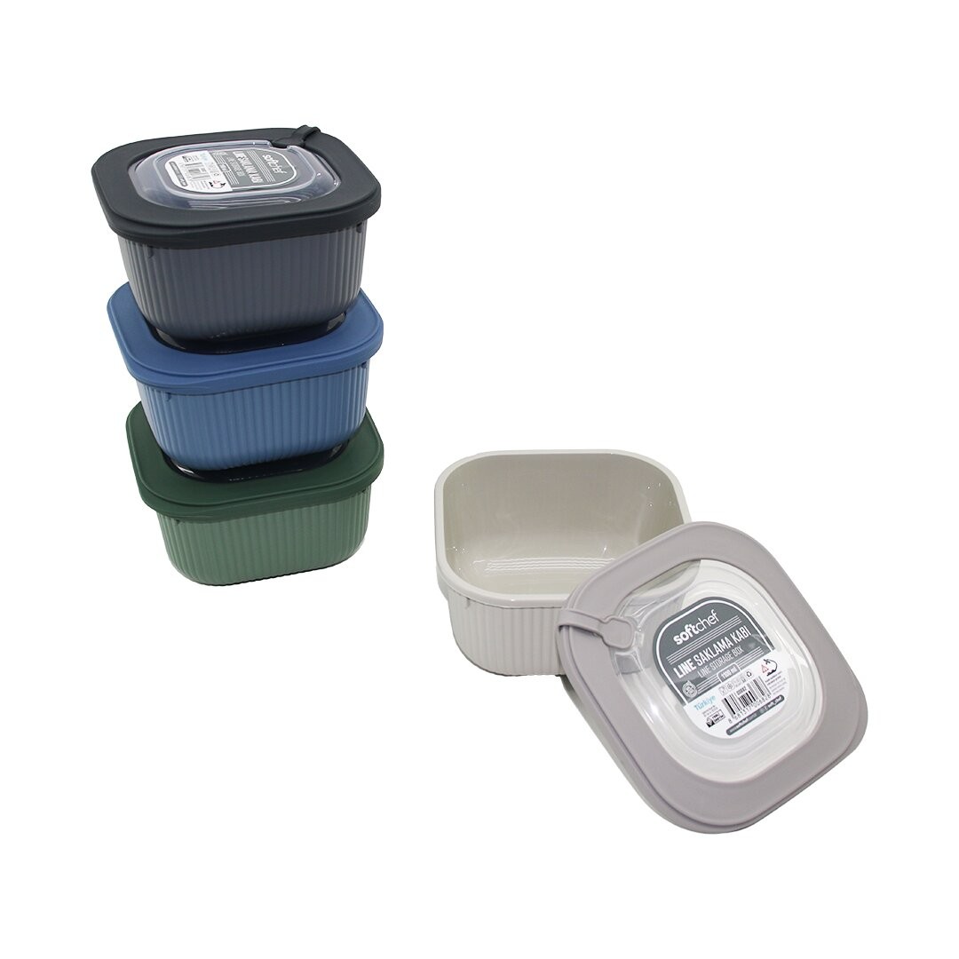 Softchef-00682 Lıne ( 1100ml ) Renkli Plastik Saklama Kabı ( Vakum Kapak )*24=K