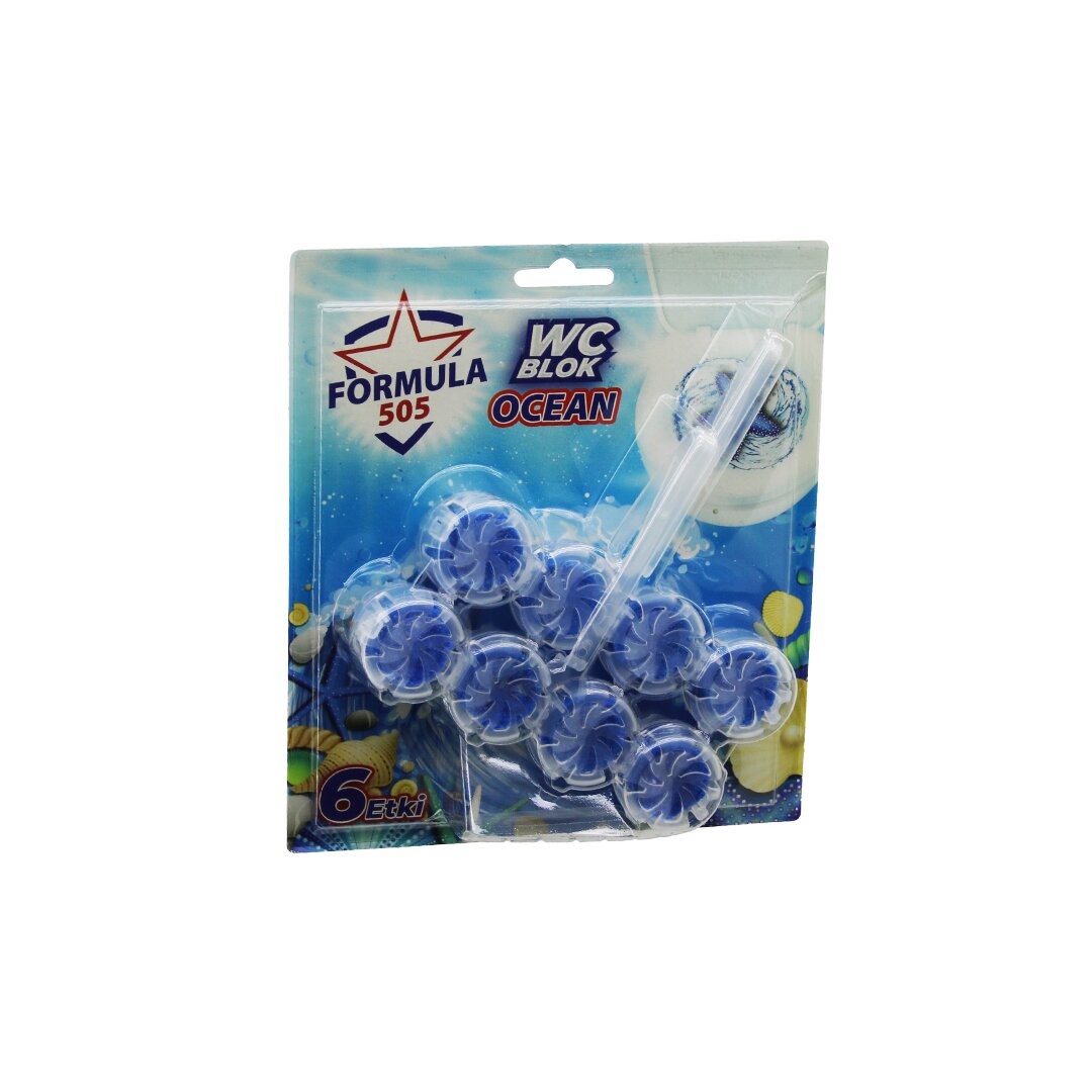 Formula 505 (Ocean) (4lü X 2pcs) (wc Blok) (6etki=Kireç Önleyici& Hoş Koku& Kir Gider& Köpük& Parlaklık) (4 Hafta) (100gr)*12=K