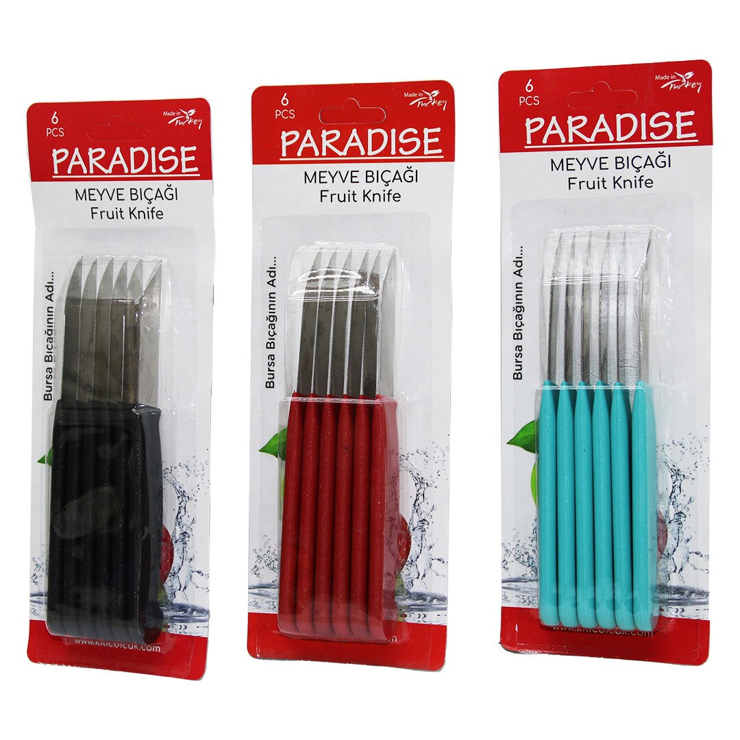 Paradıse ( 6pcs ) Meyve Bıçak Renkli Plastik Saplı*60