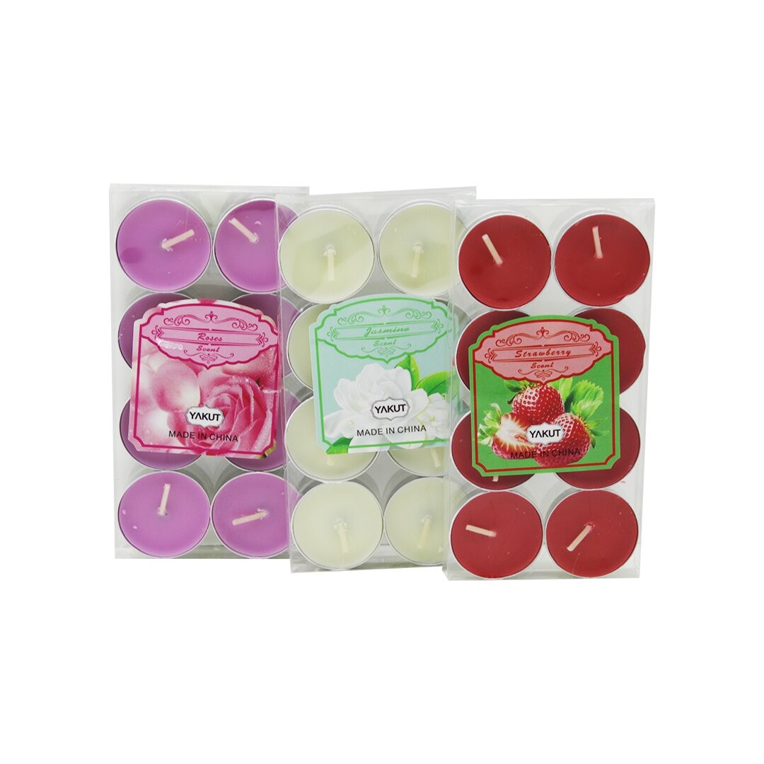 Yakut-8010 ( 8pcs ) ( Renkli Yuvarlak ) Tea Light Mum ( Jasmine & Roses & Strawberry )*250