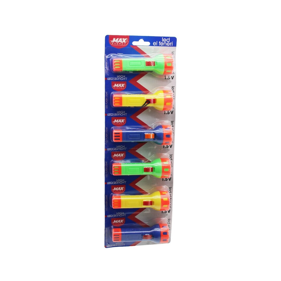 Zmax Energy Max-3145 Gh-9158 ( Pilli ) El Feneri ( Renkli Plastik ) (1.5v ) ( Askılı Kartela Stand )*6x40