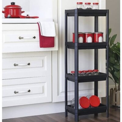 Shelf Unit Maggie Om-1016-0053 ( 4 ( Çukur ) Raflı ) & Siyah ) ( Dikdörtgen ) Raf Ünitesi Plastik*6