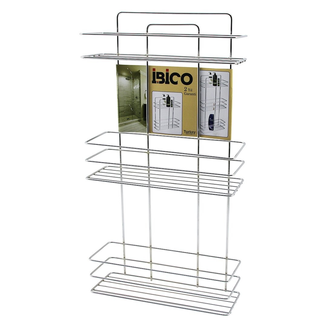 Ibico K13-015 ( 3 Katlı & Dikdörtgen ) ( Krom ) ( Metal ) Banyo Köşelik & Duşkabin Raf & Şampuanlık*12
