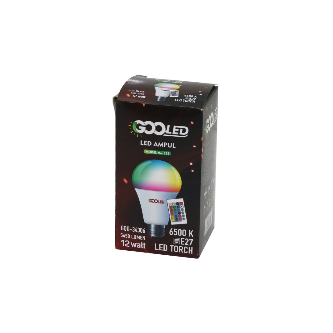 Gooled No-L12 Goo-34306 ( 12w ) ( Kumandalı ) (Rgb=Renkli) Led Ampul (E27) (5450 Lumen) (6500k) (15000 Saat Ömür)*180