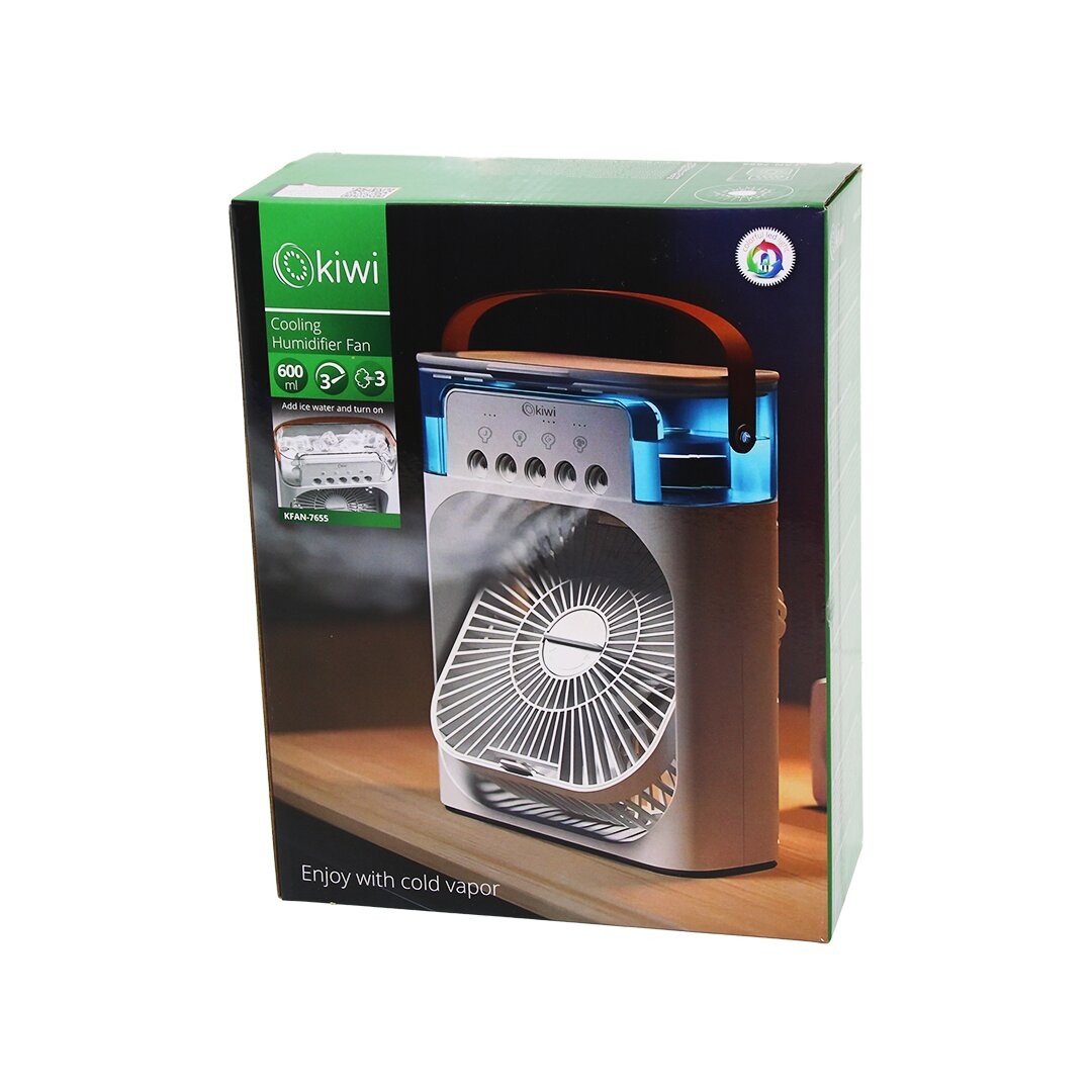 Kiwi Kfan-7655 (3in1=Soğuk Buharlı Nemlendirme & Usb Fan & Gece Lamba) (60°) (Masa Üstü) Vantilatör (600ml) (3kdm Hız)*24