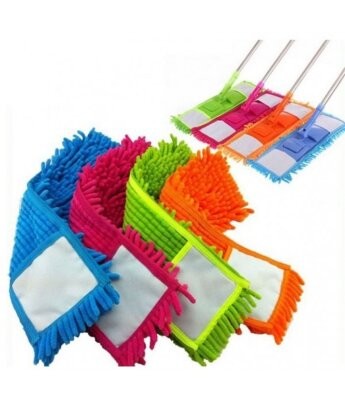 Baysa ( 40cm & Dikdörtgen ) ( Makarna ) Mop Renkli Mikrofiber ( Metal Saplı=120cm )*4x15