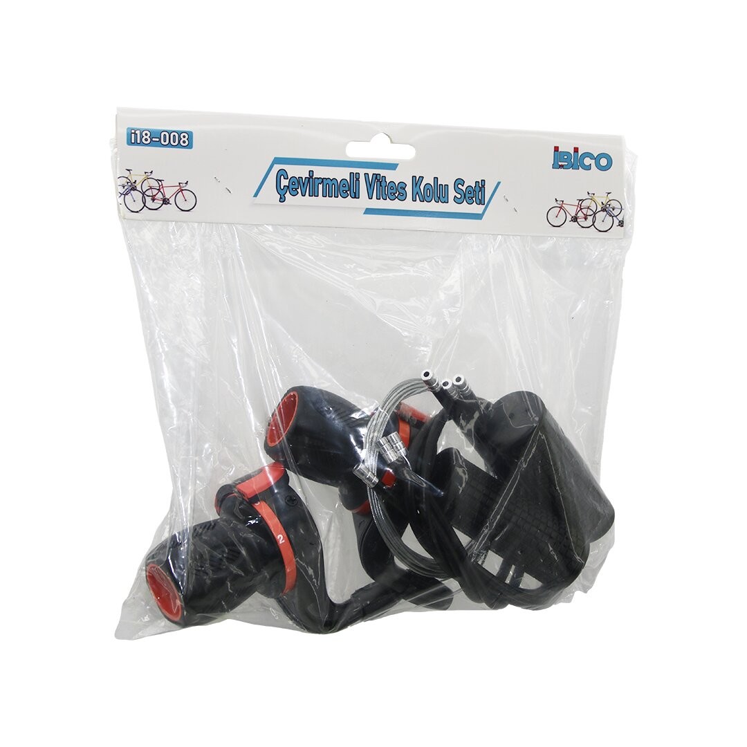 Ibico I18-008 Çevirmeli Bisiklet Vites Kolu Seti ( 2pcs Vites Kolu & 2pcs Elcik & Tel & Tel Koruyucu Kanal Kablo )*50
