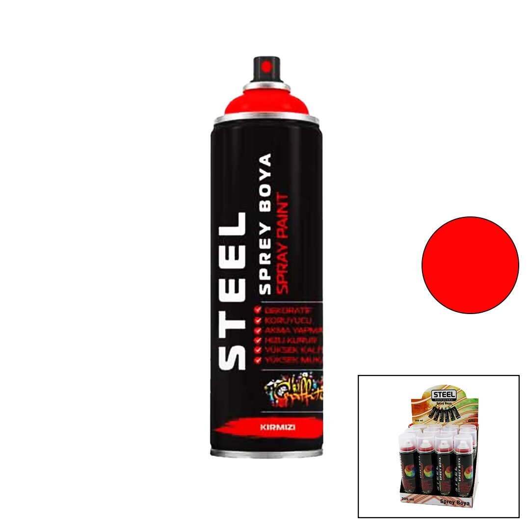 Steel ( Kırmızı ) Sprey Boya 200ml*12x8