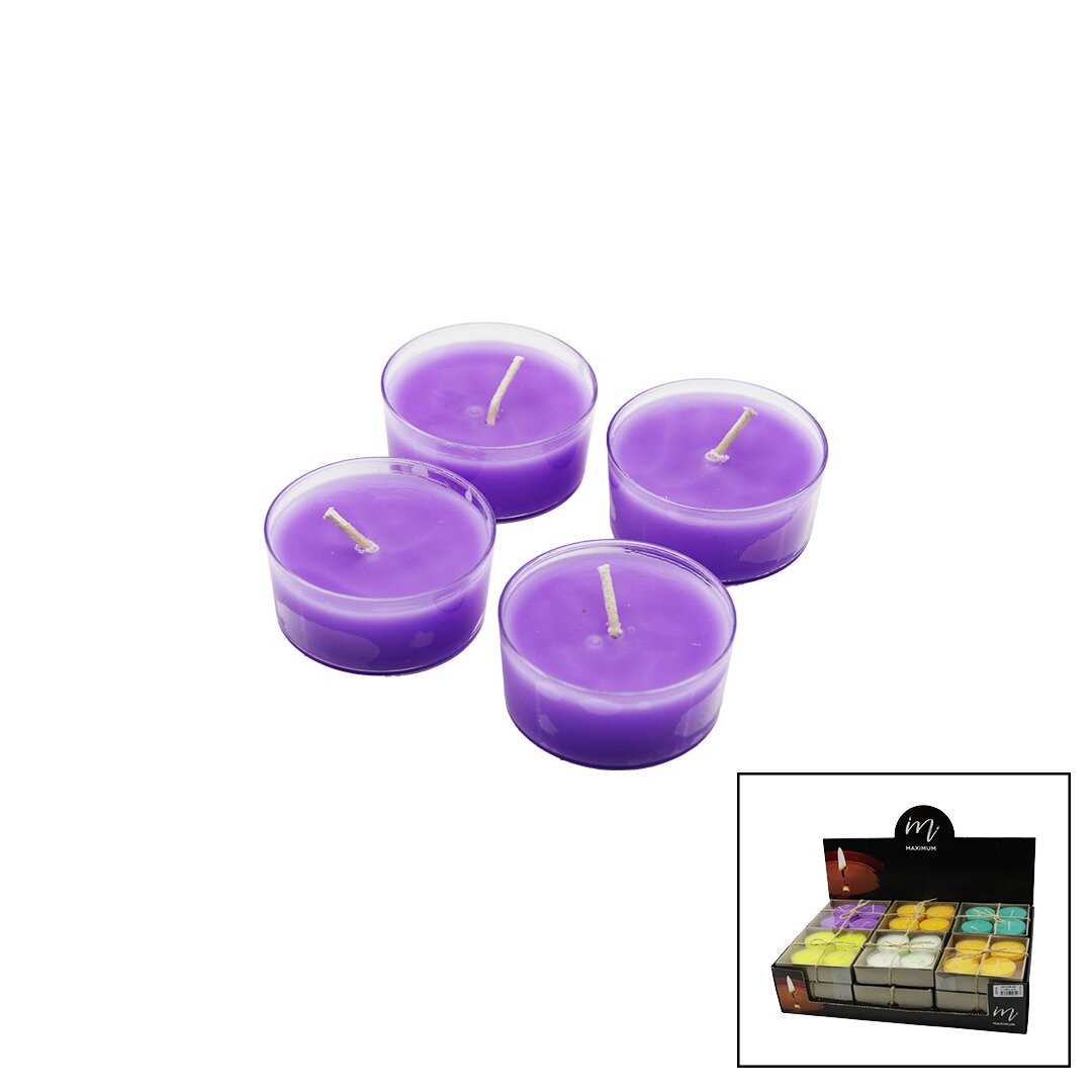 Maximum Max-2312 ( 4pcs ) ( Şeffaf Pvc Kap ) ( Yuvarlak ) ( Renkli & Kokulu ) Mum*18x8