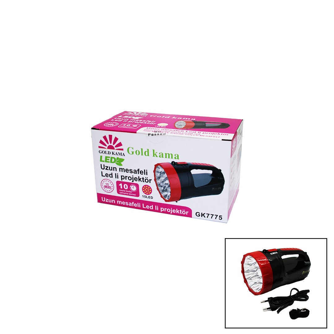 Psf Yeni Gold Kama Gk-7775  ( 15 Led ) Fiş Şarjlı El Feneri Rojektör*45