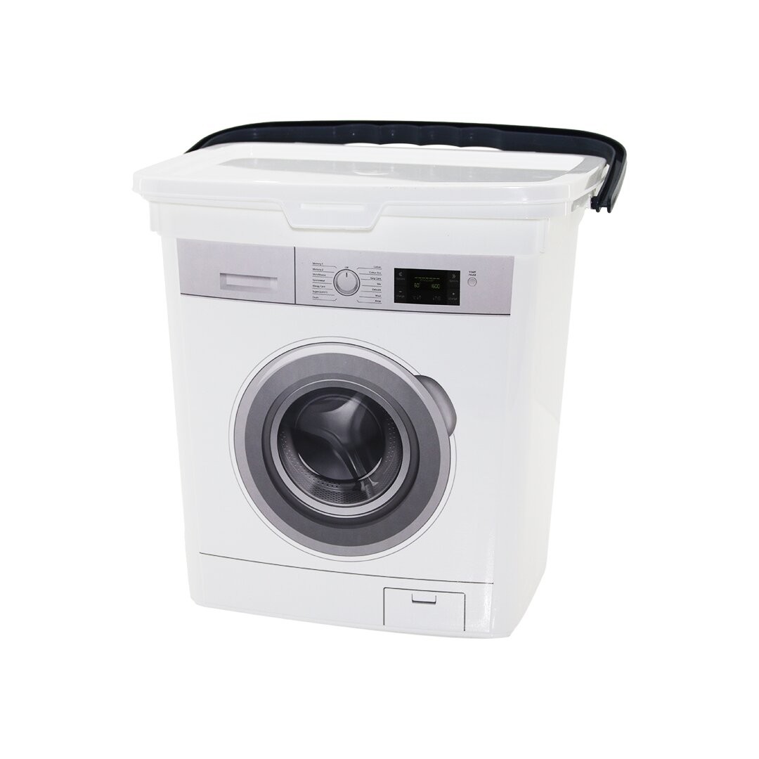 Qlux Bsf-00828 Toz Deterjan Kutusu Plastik Kova 6500ml ( Çamaşır Makine Görünümlü & Kapaklı & Taşıma Kulplu )*20
