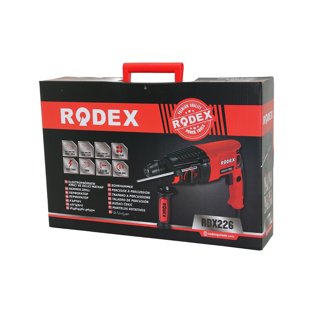Rodex Rdx-226 Elektropnömatik Kırıcı & Delici Matkap (0-1100rpm) (800w) (3j Sds Plus) (Ahş:30mm-Bet:26mm-Mtl:13mm)*5