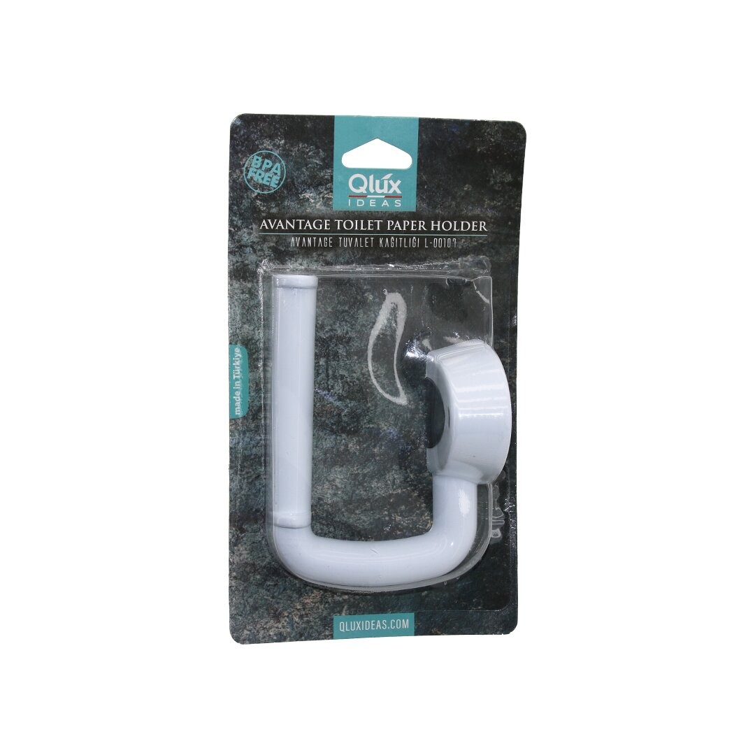 Qlux L-00107 Avantage Tuvalet Kağıtlık ( Beyaz Plastik ) ( Yapışkanlı & Vidalı Montaj )*36