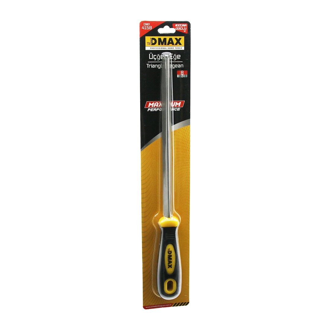 Dmax Dmx-4158 (8") (Üçgen) ( Metal ) Eğe Törpü ( Plastik Saplı ) ( Demir & Plastik & Ahşap & Metal )*12x10