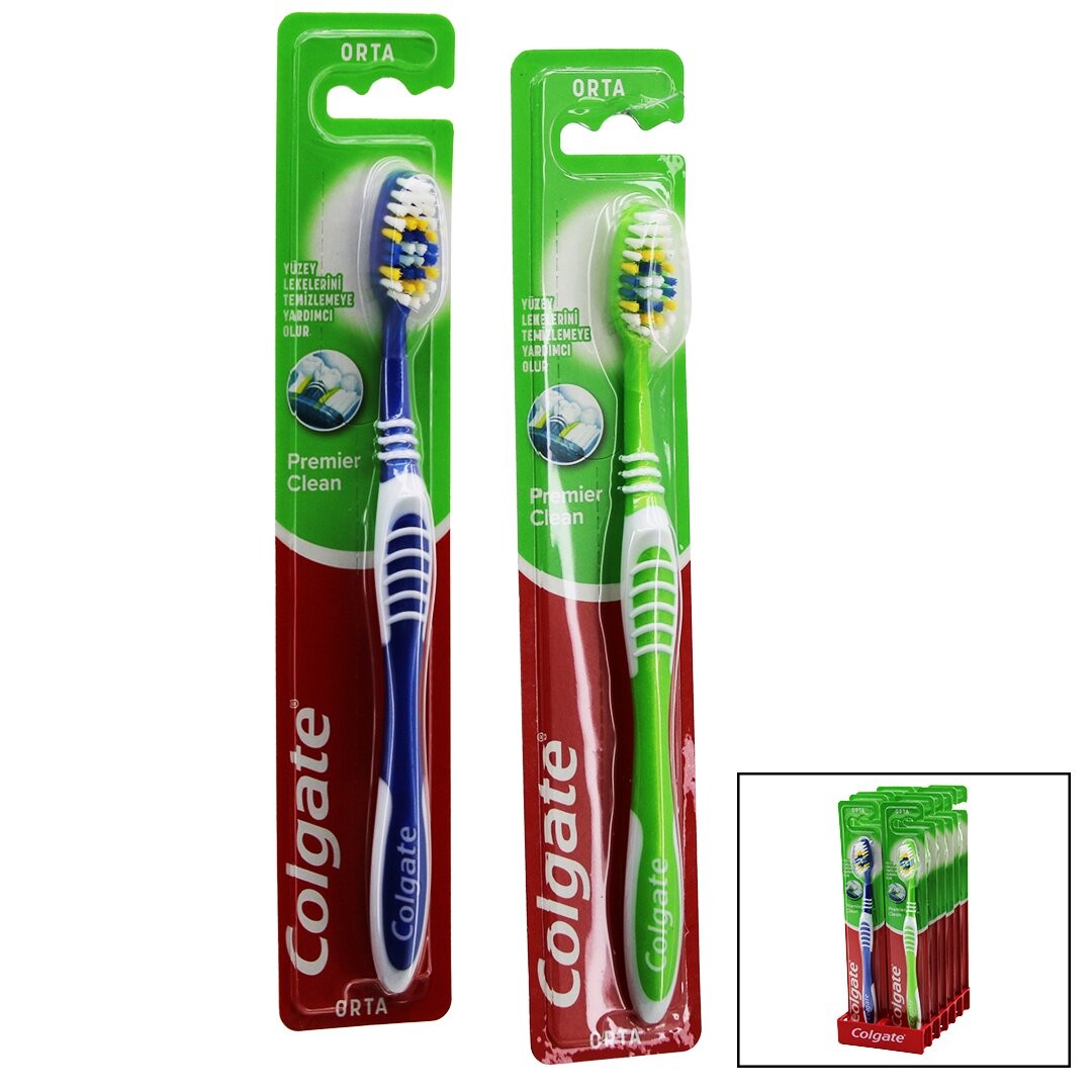 Colgate ( Premier Clean ) ( Orta ) Diş Fırçası ( Dil Temizleyicili Arka Yüzey )*12=K