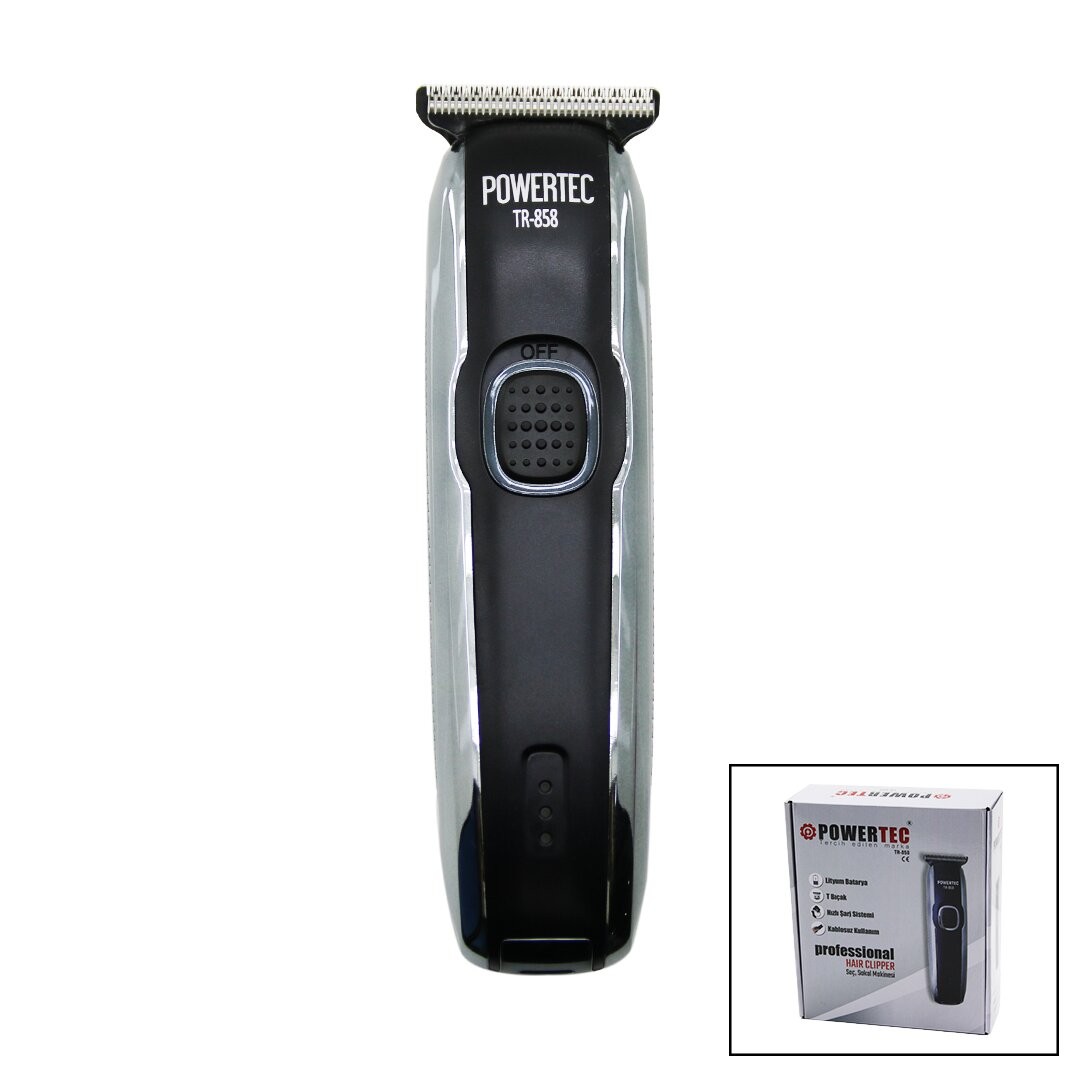 Powertec Tr-858 Saç Sakal Ense Çizim Traş Makinesi ( Hızlı Usb Şarjlı & Şarj Göstergeli & T Bıçak & Krom Kaplama Gövde )*20