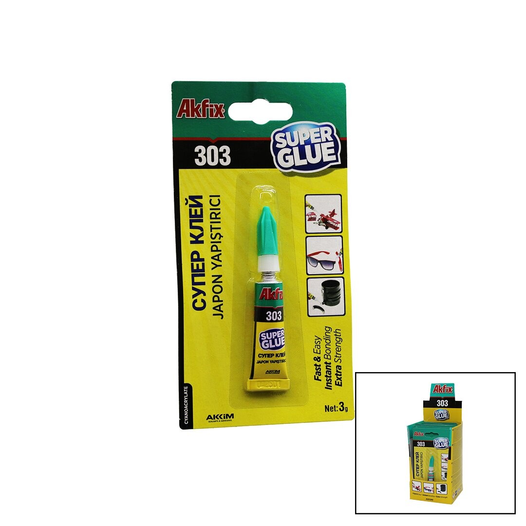 Akfix-303 Super Glue Japon Yapıştırıcı 3gr*12x24