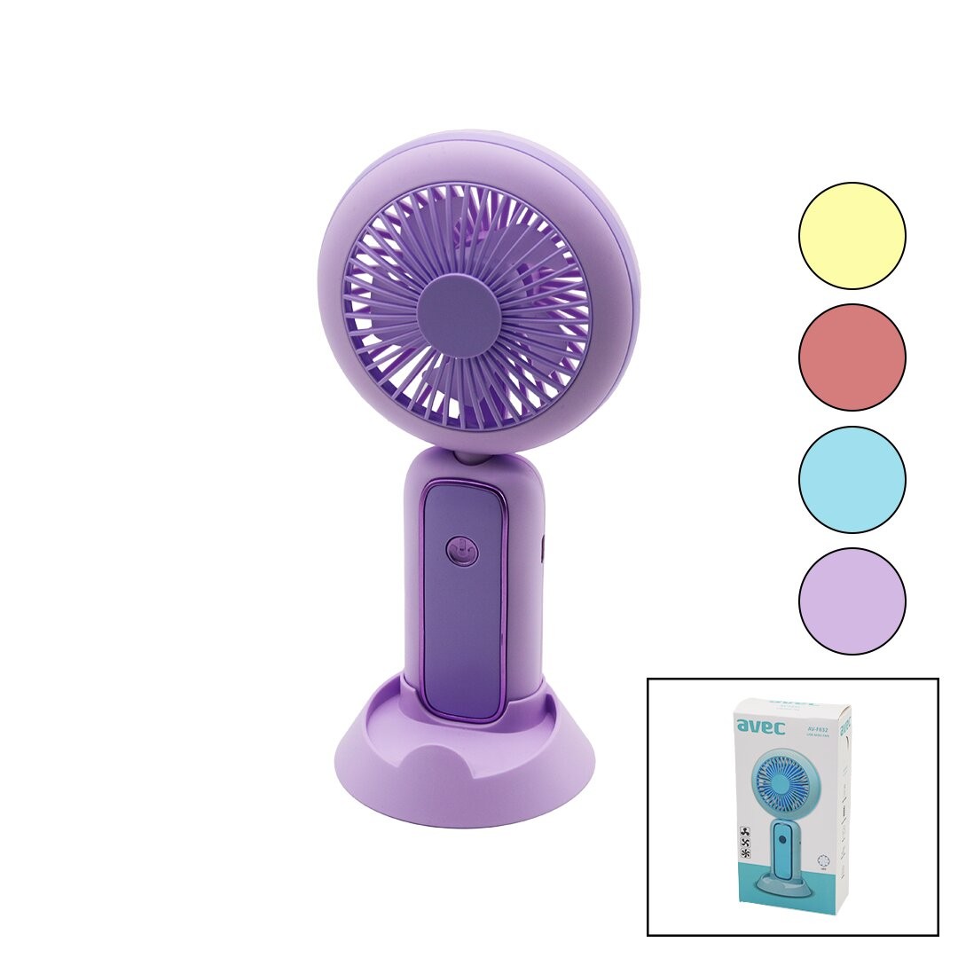 Avec Av-F832 (Usb Mini Fan) (Çap=10cm & Y:20cm) (Led Işıklı) (75° Oynar Başlık) (3 Kademe Hız) (Telefonluklu Ayak Aparat)*120