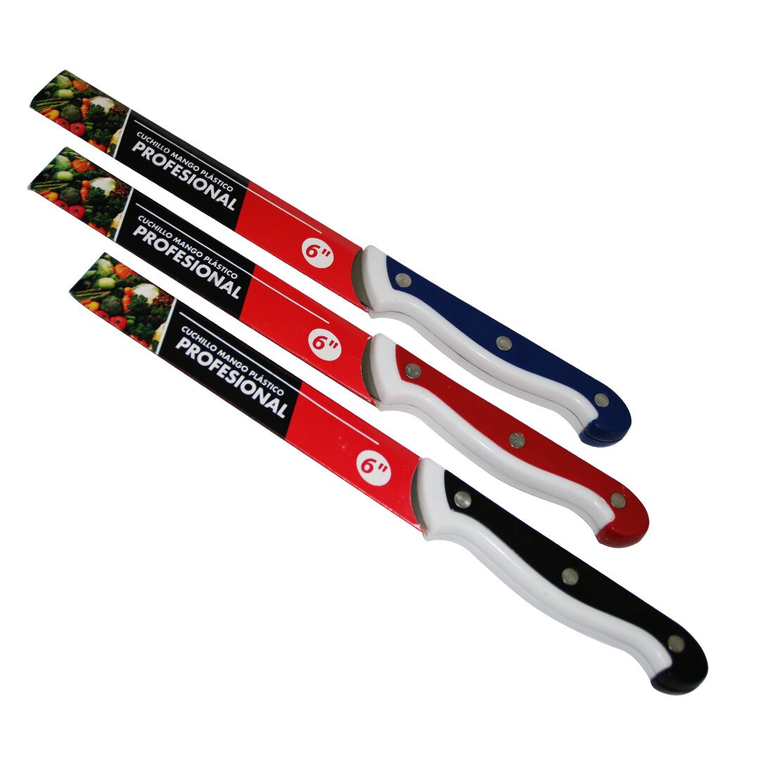 Profesıonal Cuchıllo Mango-477 ( 6" ) Sebze & Ekmek Bıçak Renkli Pls.Saplı*12x50