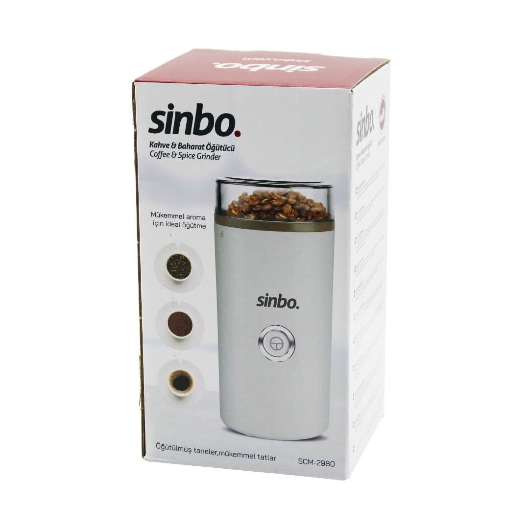 Sinbo Scm-2980 Kahve & Baharat Öğütücü Makine ( 2 Bıçaklı Çelik Öğütme Haznesi ) (70gr Öğütme) (Ac Motor=180w)*36