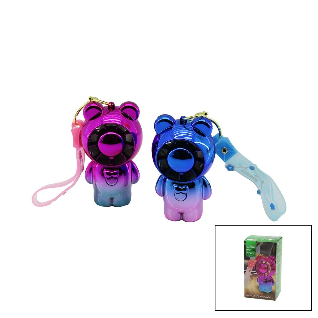 Kiwi Kfan-7400 (Ayıcık Modeli) (El Tipi & Masa Üstü) (Mini Fan) (Usb Şarjlı) (Anahtarlıklı) (2-Kademe Hız) (Parlak Renkli)*36