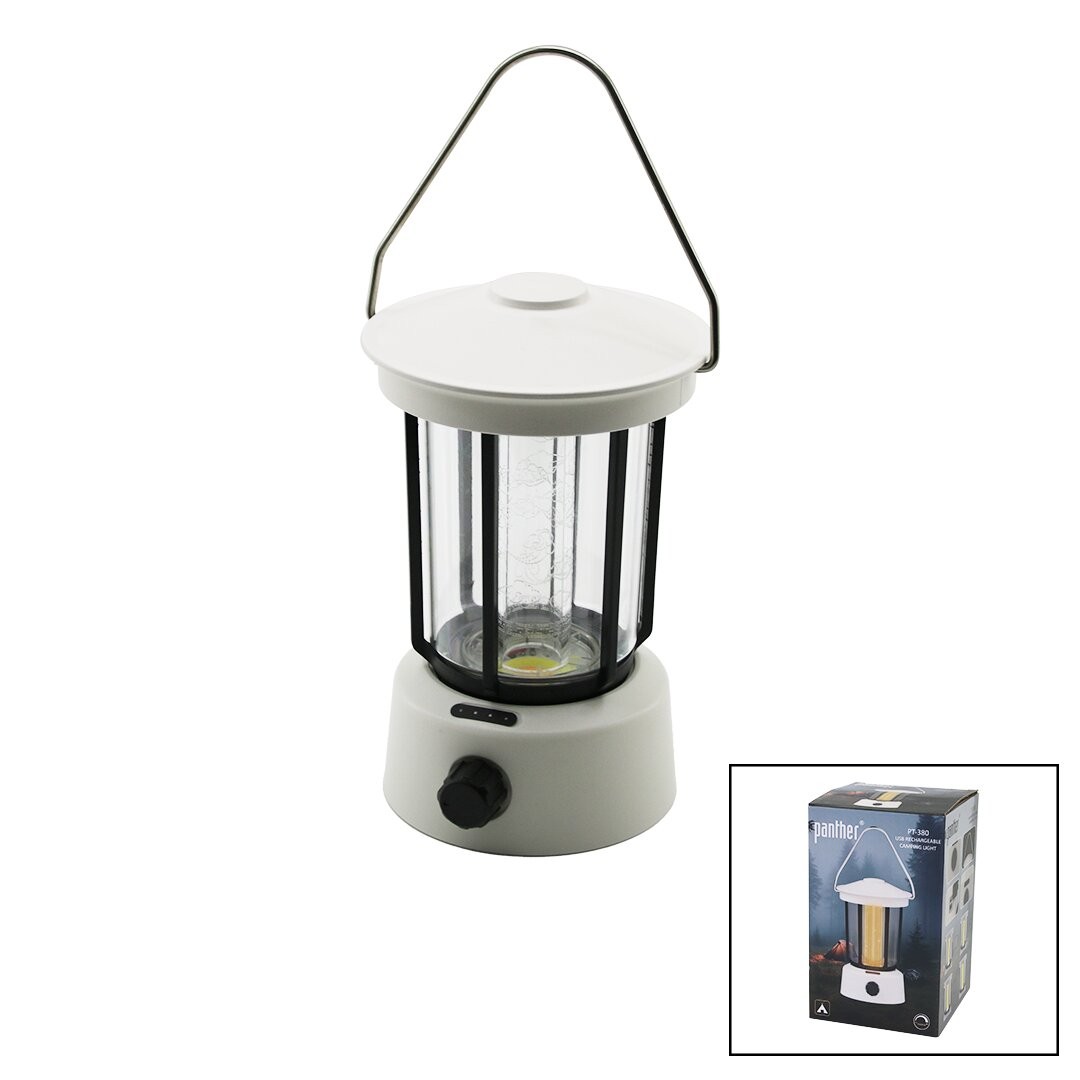 Panther Pt-380 (Fanus) Kamp Lambası El Feneri (Usb Şarjlı) (Powerbank) (5w Cob Led) (800lumen) (Işık Ayarı) (Gün Işık & Beyaz)*32